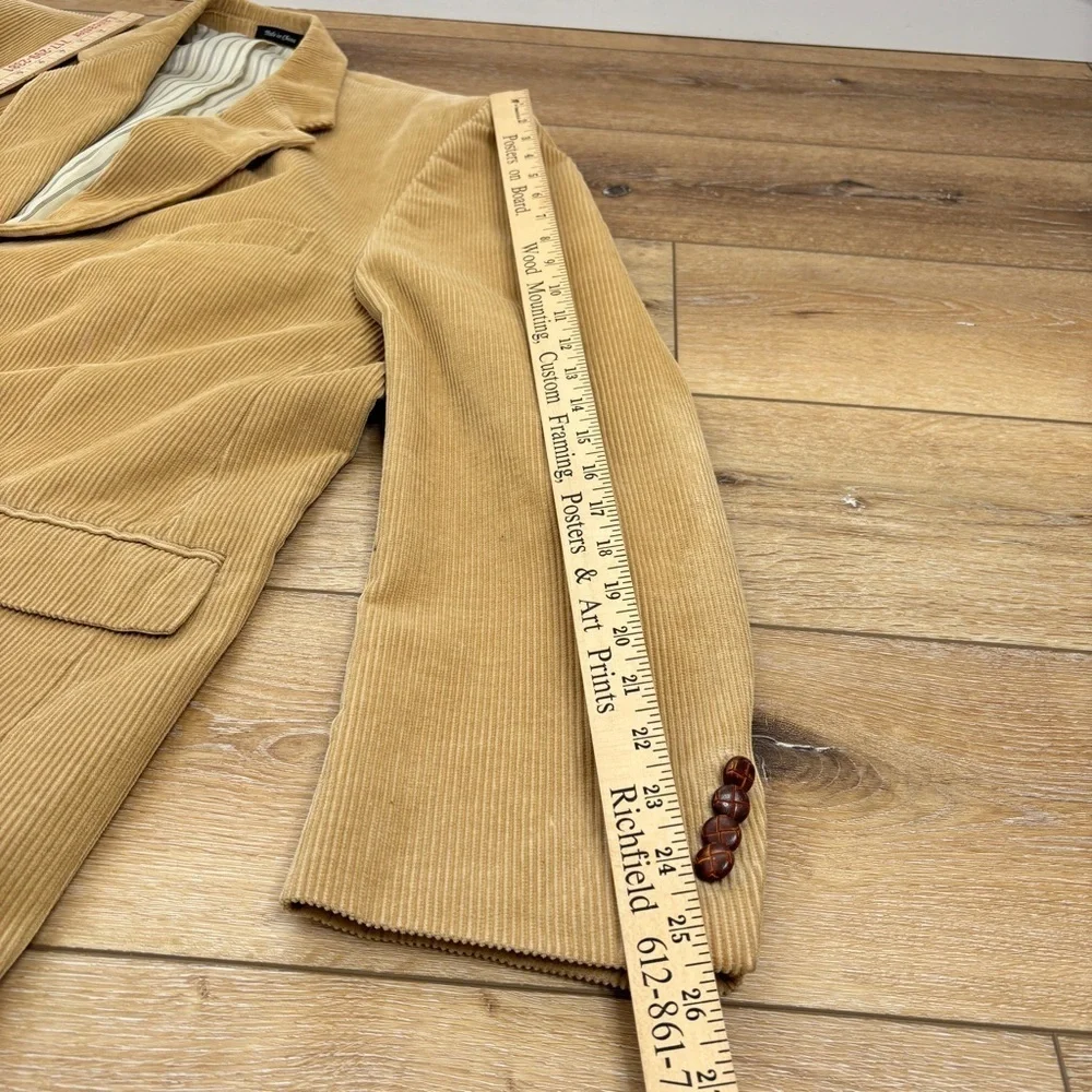 Chaps Blazer Size 48R Tan Corduroy Suit Jacket Sport Coat Leather Buttons
